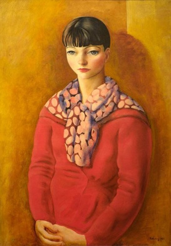 Kiki de Montparnasse à la robe rouge (1933) huile .KISLING