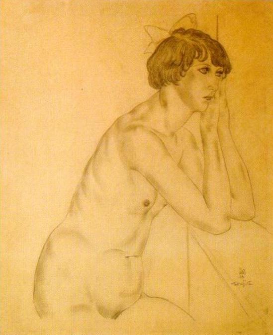 Léonard Foujita. Kiki de Montparnasse au ruban bleu dans les cheveux, vers 1927