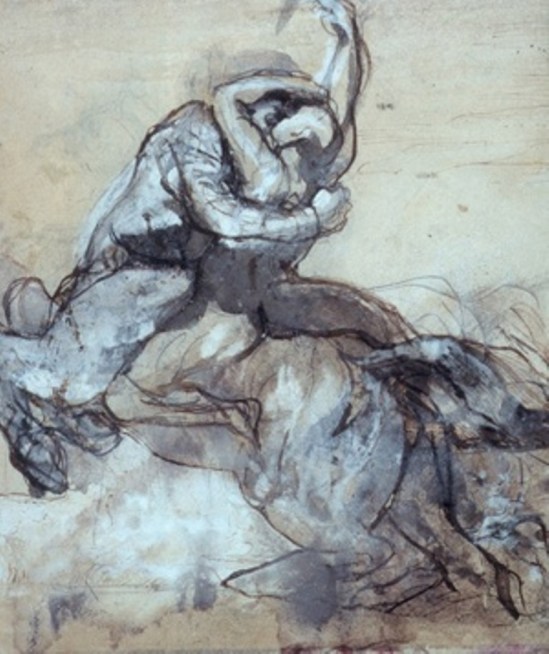 Auguste Rodin.  Centaur abducting a young man