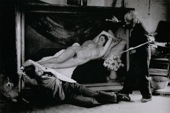 Brassaï. Picasso and Jean Marais Posing as Painter and Model 1944. Via livejournal