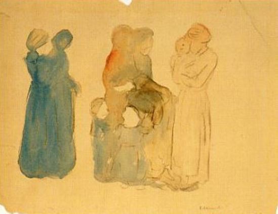 Edvard Munch. Women and children 1907-1908. Aquarelle