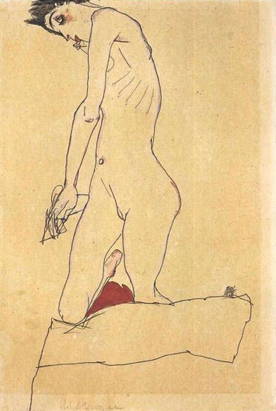 Egon Schiele. Kneeling nude 1913