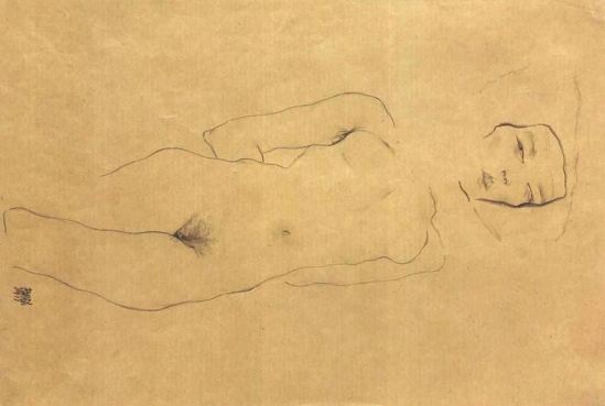 Egon schiele. Reclining female nude 1911