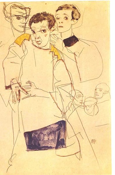 Egon Schiele. Triple Autoportrait 1913