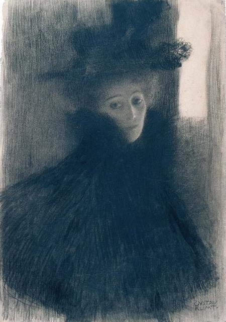 Gustav Klimt. Dame avec cape et chapeau 1897-1898