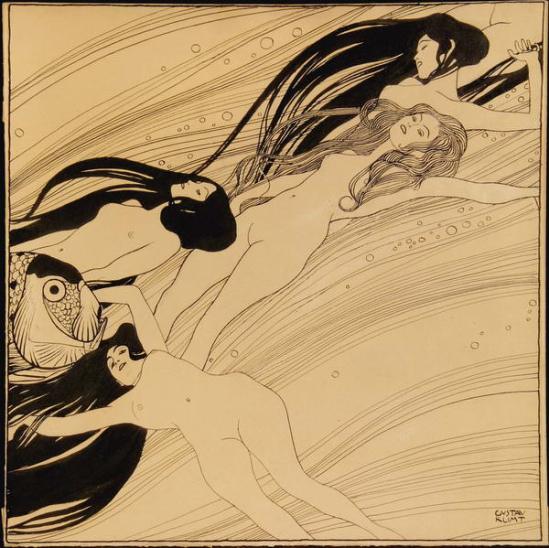 Gustav Klimt. Sang de poisson. Illustration pour la revue Ver Sacrum n°3, 1897-1898