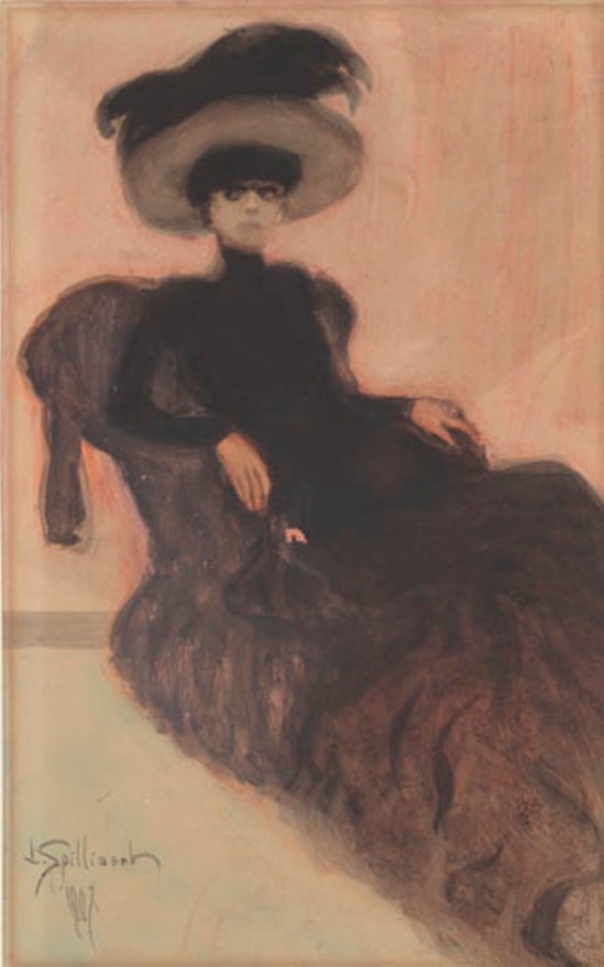 Léon Spiliaert. La dame au chapeau 1907. Aquarelle et gouache sur papier
