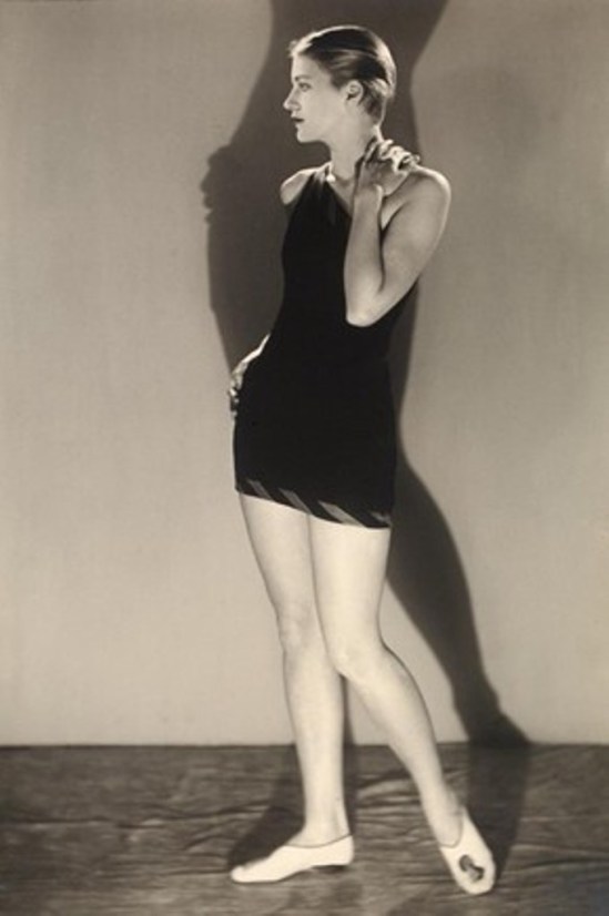 Lee Miller in bathing costume, photograph by Man Ray. Via vam