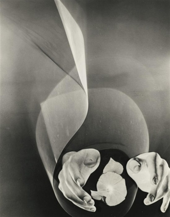 Lotte Jacobi. Photogenic. Hands with flower 1950. Via mutualart