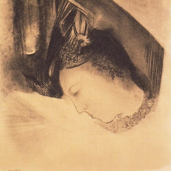 Odilon Redon. La muse vers 1890-1895. Fusain et craie sur papier. Via lechantdupain