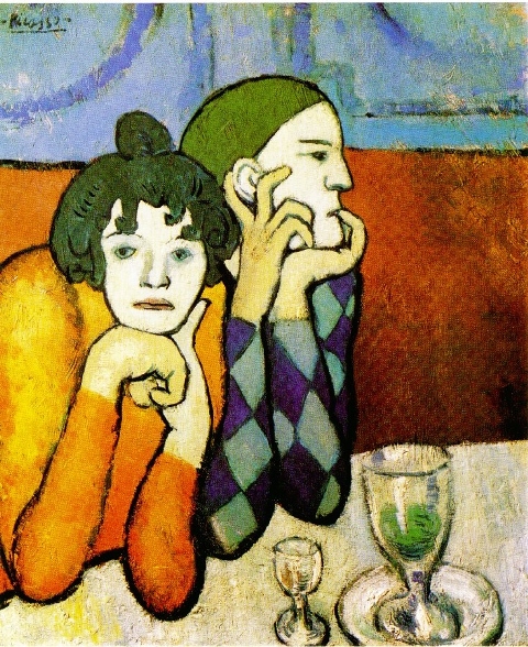 Pablo Picasso. Les deux saltimbanques (Arlequin et sa compagne)