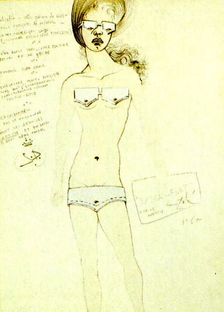 Salvador Dali. Extra Flat. Design for a bikini, 1965