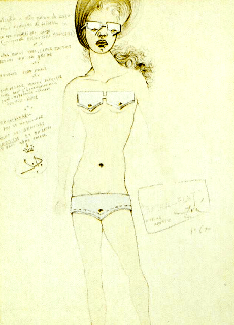 Salvador Dali. Extra Flat. Design for a bikini, 1965