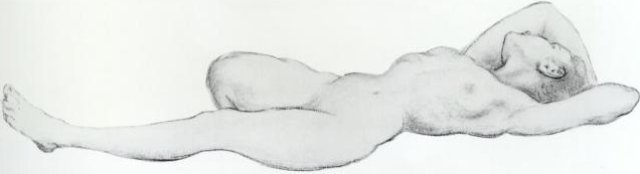 Salvador Dali. Gala nue. Study for "'Dream caused by the flight of a bee" 1944