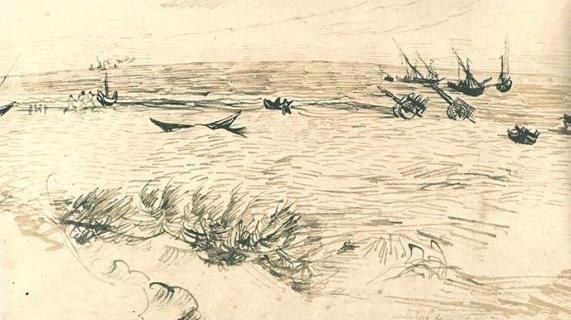Vincent van Gogh. Beach, Sea, and Fishing Boats 1888