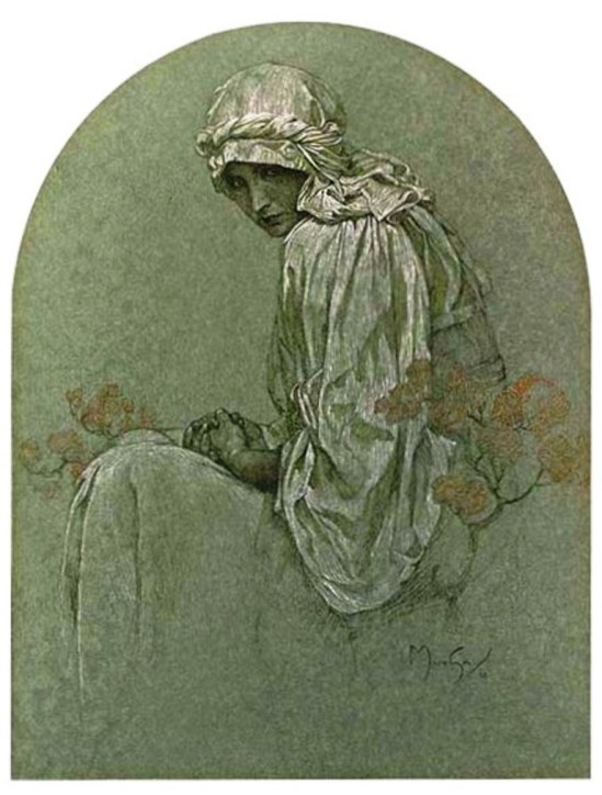 Alphonse Marie Mucha. Jeune fille aux rhododendrons Via mutualart