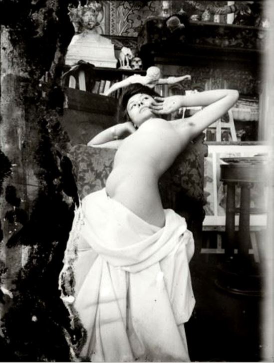 Alphonse Marie Mucha. Model posing in Mucha's studio rue du Val de Grâce 1902-1903 Via muchafoundation