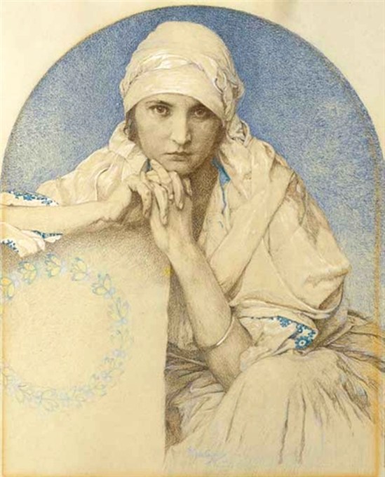 Alphonse Marie Mucha. Portrait of Jaroslava (Jarca), Mucha's daughter Via mutualart