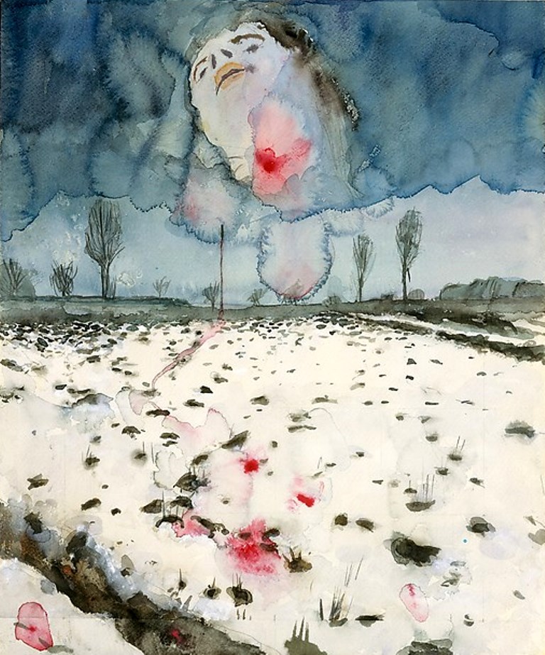 Anselm Kiefer. Winter Landscape 1970.  Watercolour, gouache, and graphite on paper