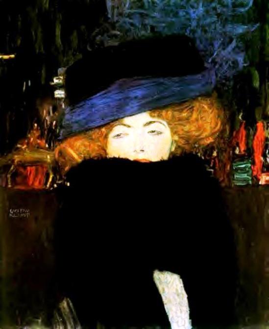 Gustav Klimt. 1909 Lady with Hat and Feather Boa