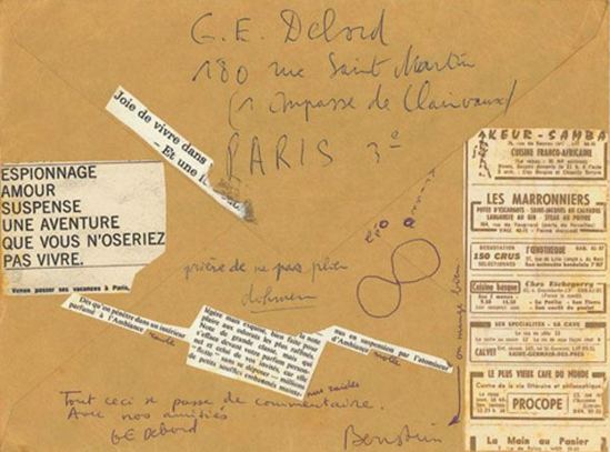 Leo Dohmen. Collage sur une lettre adresssée à Debord