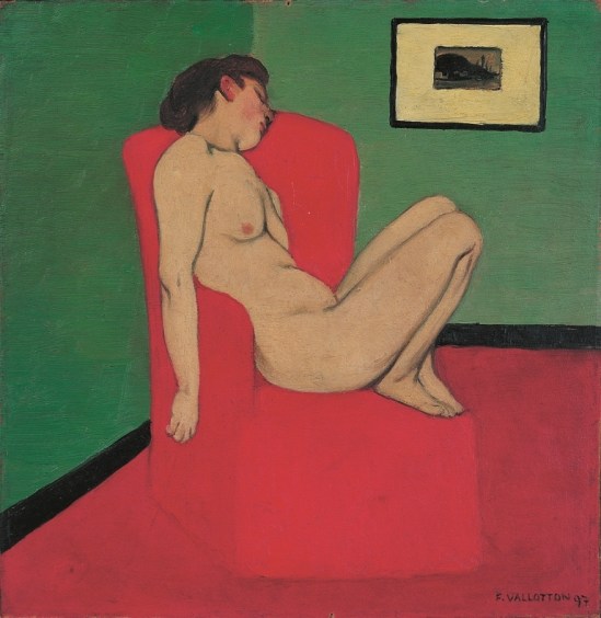 Félix Vallotton. Femme nue assiste dans un fauteuil rouge 1897
