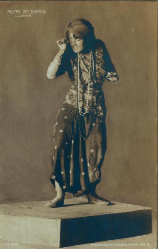 Postcard  made and sold in Germany, of Ruth St. Denis in The Cobras Via nypl