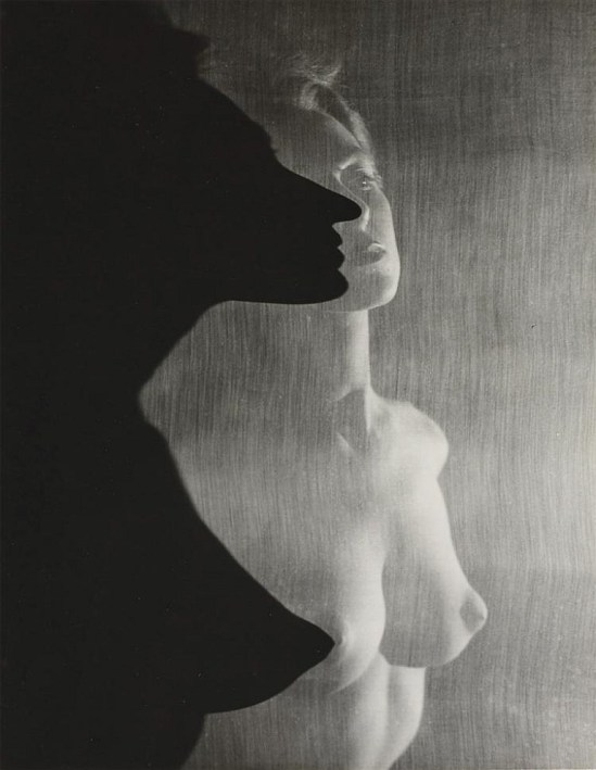 Erwin Blumenfeld. Shadow Profile Behind Veil  1943 Via invaluable