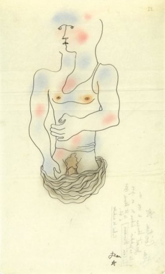 Jean Cocteau. Frontispice pour le Livre blanc 1930 Via drouot