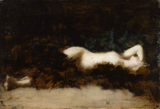 Jean-Jacques Henner. Femme nue couchée dans une fourrure vers 1892