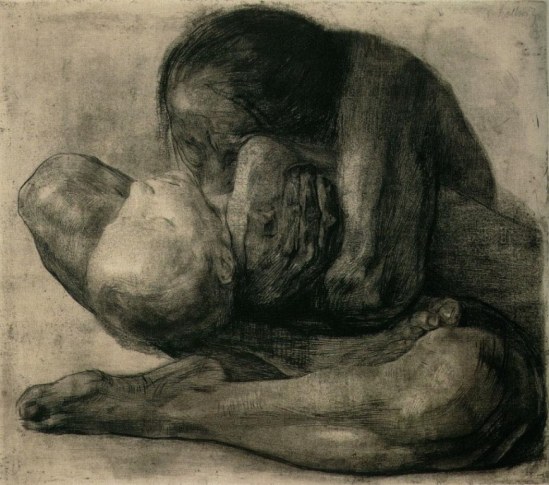 Käthe Kollwitz. Mother grieving for her chid