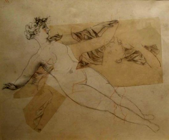 Carl Agricola (1779-1852). Female nude floating