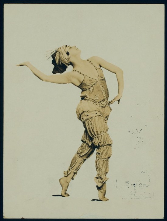 The dancer and actress Flore Revalles, costumed for the ballet Schéhérazade. Via nypl