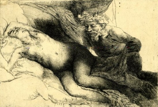 Rembrandt. Jupiter and Antiope. The larger plate  1659
