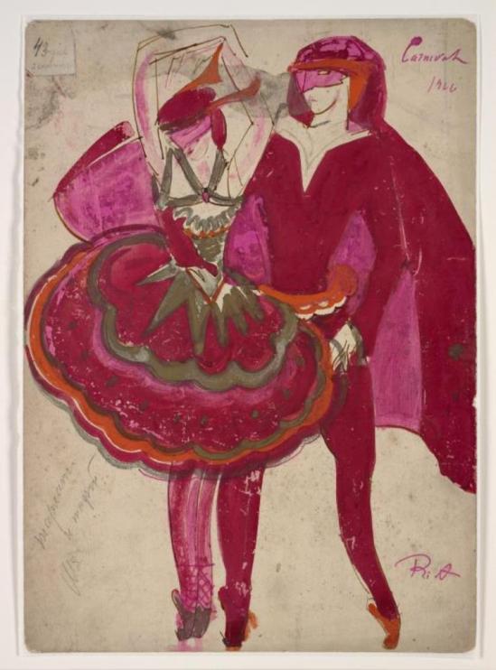 Boris Israëlevich Anisfeld. Costumes for man and woman in Mordkin's ballet for the Mikhail Mordkin Russian Ballet Company 1926