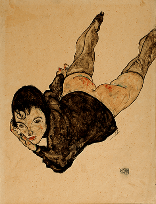 Egon Schiele. Reclining Woman, 1916. Gouache, watercolour and pencil