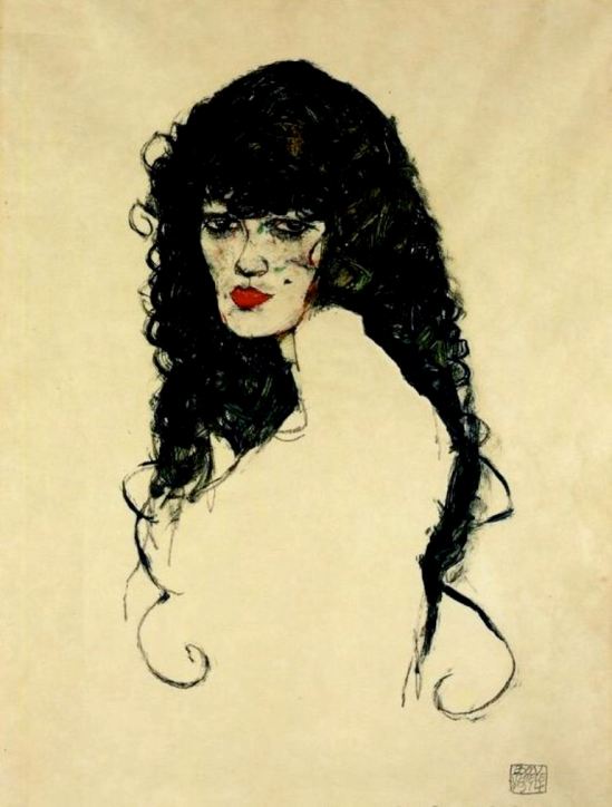Egon Schiele. Woman with black hair 1914