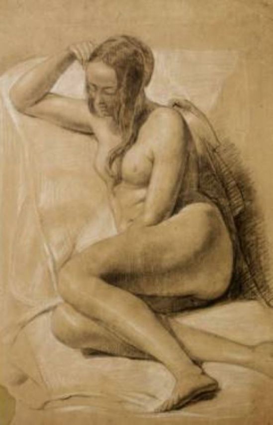 John Everett Millais. Seated female nude 1847. Black and white chalk