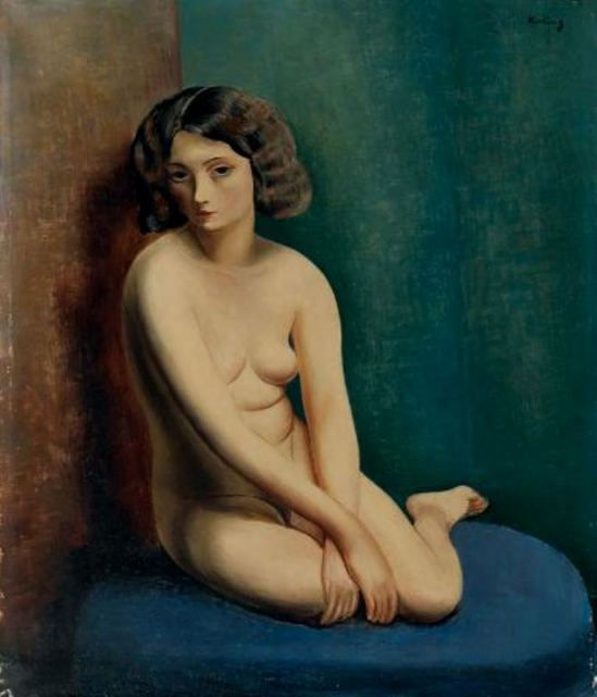 Moïse Kisling. Nu agenouillé au canapé bleu 1932