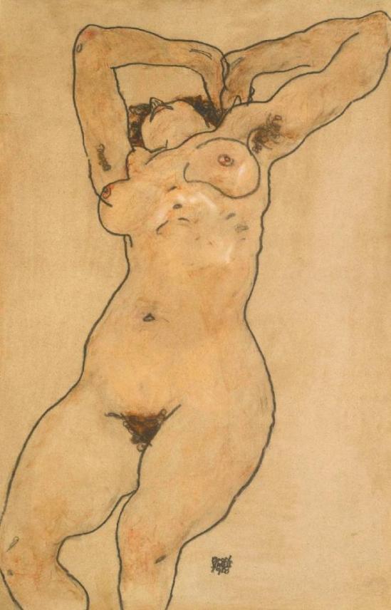 Egon Schiele. Reclining nude 1918