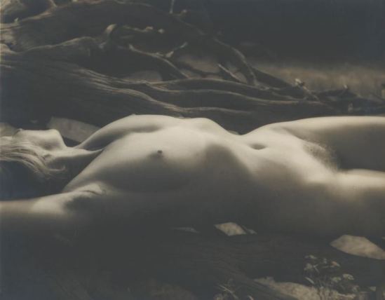 Josef Breitenbach. female nude lying stretched on back, driftwood 1948. Via ccp-emuseum.catnet