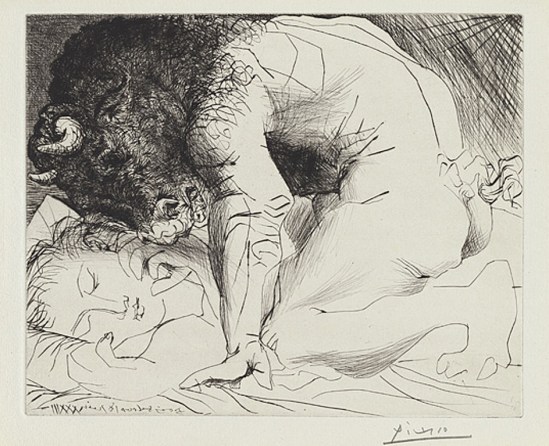 Pablo Picasso. Minotaure caressant une dormeuse 1933-1934