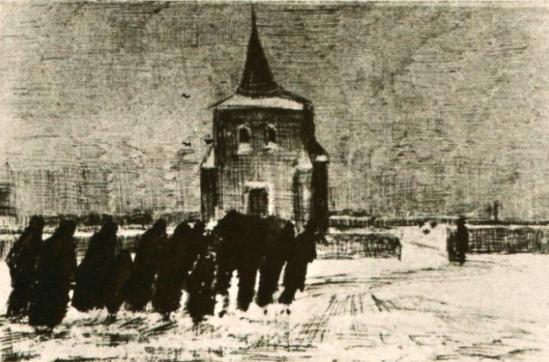 Vincent van Gogh. Funeral in the snow 1883