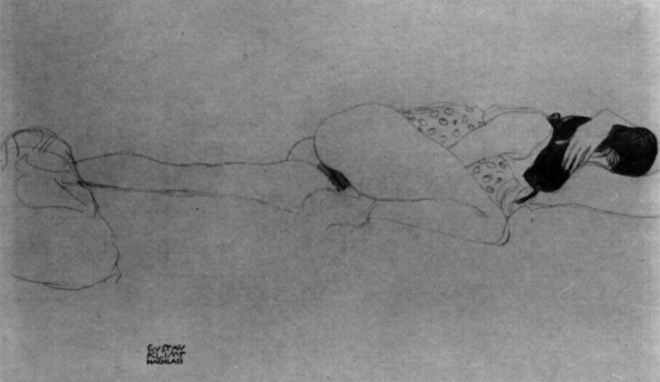 Gustav Klimt. Liegender weiblicher halbakt 1905