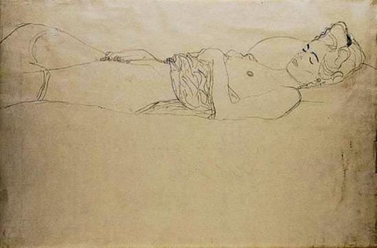Gustav Klimt. Reclining nude