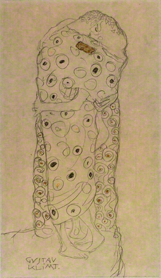 Gustav Klimt. Standing couple embracing (Study for The kiss) 1907–1908