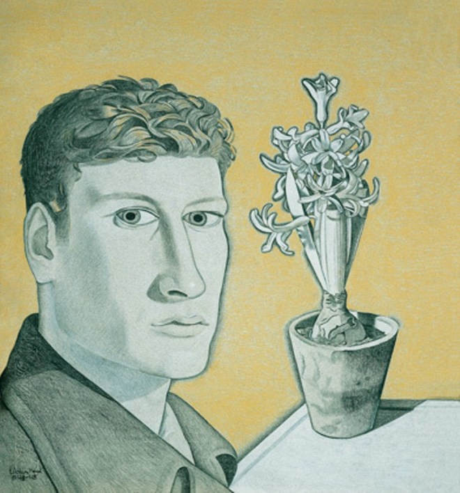 Lucian Freud. Self portrait with hyacinth in pot 1947-1948