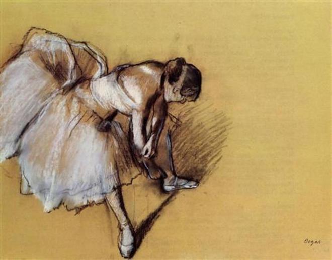 Edgar Degas. Dancer adjusting her sandel 1890