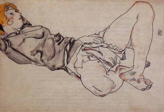 Egon Schiele. Femme aux cheveux blonds allongée 1912