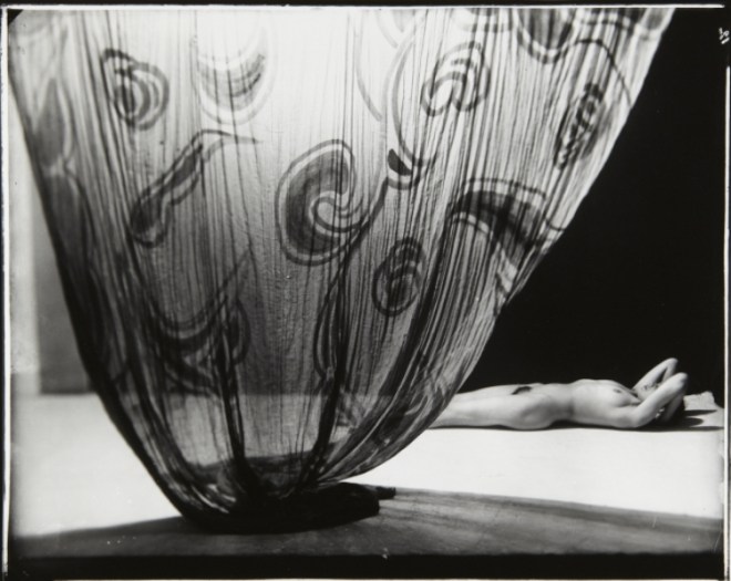 Frantisek Drtikol. Nude by patterned curtain. Via artmuseum